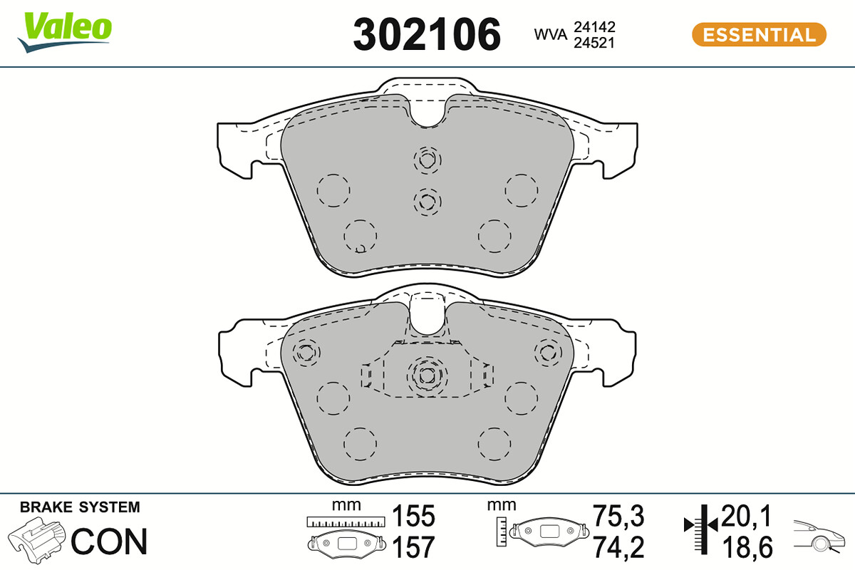 Jogo de 4 pastilhas de travão VALEO ref. 302106
